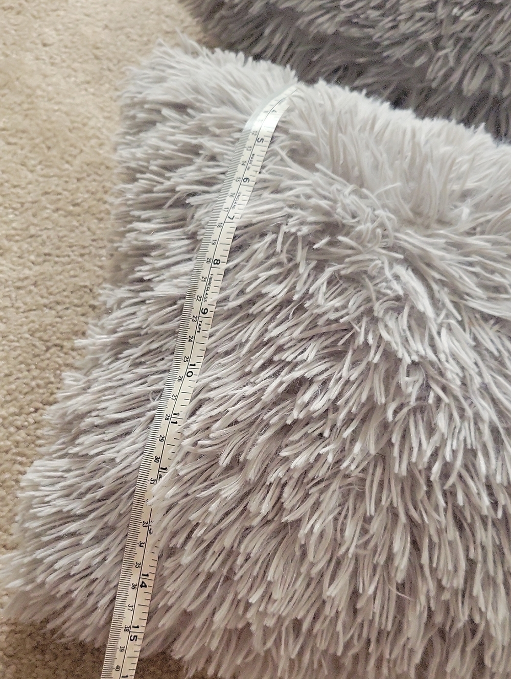 Plush Shaggy Lumbar Throw Pillows - Light Gray - Picture 4 of 5